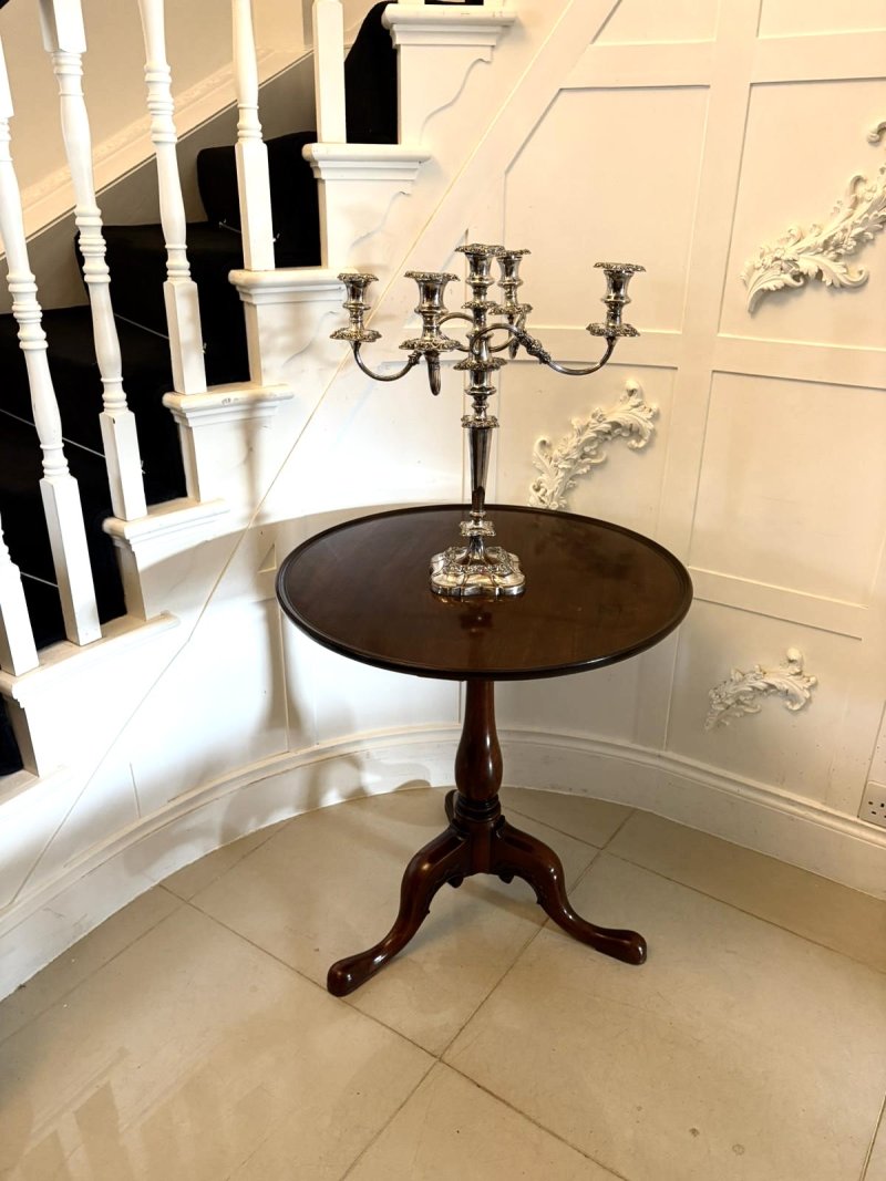 Antique English Georgian Mahogany Tripod Lamp Table - Image 2